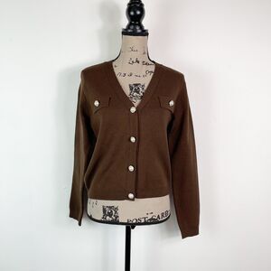 Tahari Brown Cardigan Sweater